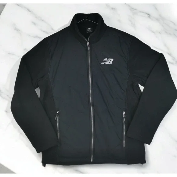 New Balance Fleece Black Men's Jacket Insulated Size M PIT TO PIT 22 IN NWT - Picture 2 of 8